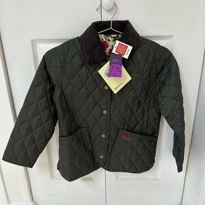 Barbour Girl Green Puffer Jacket Classic Quilted Design